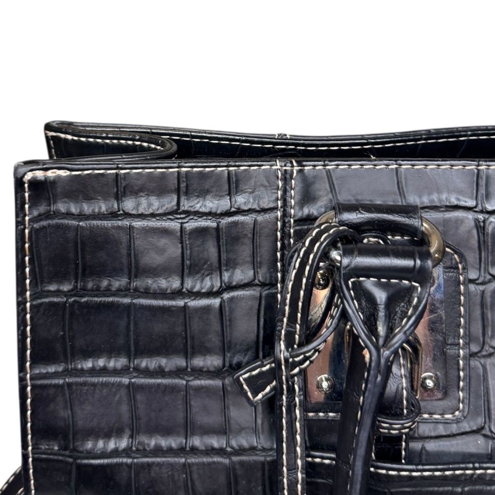 Wilsons Leather Black Croc-Embossed Tote Bag with Snake Print Accents - Picture 16 of 16